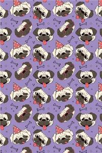 Journal Notebook Funny Pugs Pattern 3