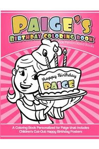Paige's Birthday Coloring Book Kids Personalized Books