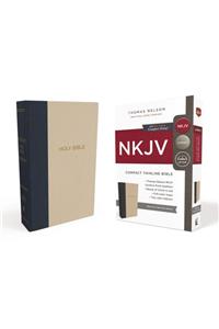 NKJV, Thinline Bible, Compact, Cloth Over Board, Blue/Tan, Red Letter Edition