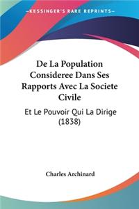 De La Population Consideree Dans Ses Rapports Avec La Societe Civile