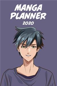 Manga planner 2020 [green eyes boy ] dark purple background][weekly] [6x9]