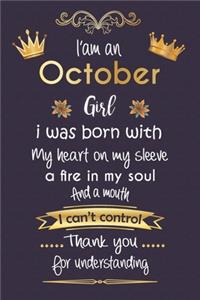i'am an october girl birthday giftgirl Gold Notebook funny Birthday Gift