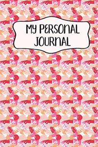 My Personal Journal: 120 Page Lined Pink And Red Abstract Design Notebook/Diary