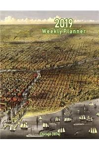 2019 Weekly Planner: Chicago (1874): Vintage Panoramic Map