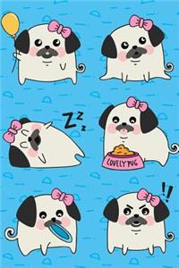 Journal Notebook For Dog Lovers Pug Life - Blue