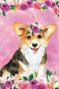 Bullet Journal Notebook for Dog Lovers Corgi in Flowers 3