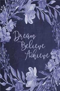 Chalkboard Bullet Dot Grid Journal - Dream Believe Achieve (Denim)