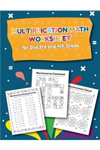 Multiplication Math Worksheet for 2nd, 3rd and 4th Grade