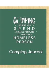 Camping Where You Spend A Small fortune To Live Like a Homeless Person Camping Journal