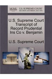U.S. Supreme Court Transcript of Record Prudential Ins Co V. Benjamin