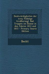 Denkwurdigkeiten Der Zwey Feldzuge Grossherzogl. Bad. Truppen Im Elsasse in Den Jahren 1814 Und 1815 - Primary Source Edition