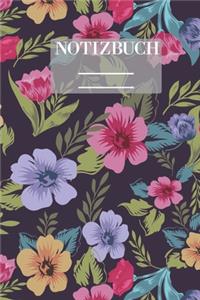 Notizbuch Garten Muster Pattern Pflanzen Blumen Pflanze Flower Blüte Blau Rot Grün Notizbuch Garten Arbeit