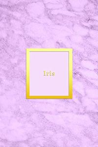 Iris: Custom dot grid diary for girls - Cute personalised gold and marble diaries for women - Sentimental keepsake notebook idea - light pink unique patte