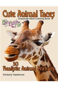 Cute Animal Faces Grayscale Adult Coloring Book