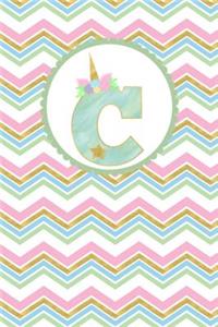 Unicorn Monogram Journal - Letter C