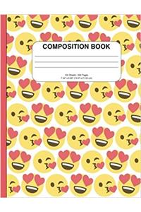 Adorable Hearts Emoji Composition Notebook, Wide Ruled