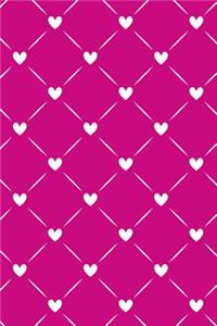 Journal Notebook White Quilted Hearts Pattern 4