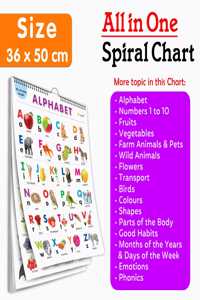 My First ALL IN ONE SPIRAL CHART : With 16 Topics : (Big Fonts and Realistic Pictures) kids Chart