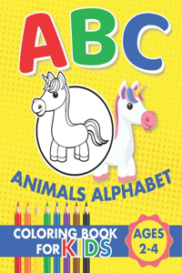 ABC Animals Alphabet Coloring Book For Kids Ages 2-4