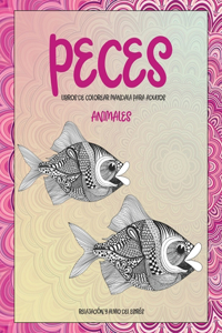 Libros de colorear Mandala para adultos - Relajación y alivio del estrés - Animales - Peces