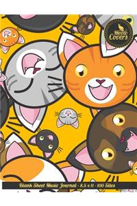 Meow Covers Blank Sheet Music Journal - 8.5 X 11 - 100 Sites