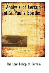 Analysis of Certain of St Paul's Epistles