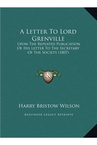 A Letter To Lord Grenville