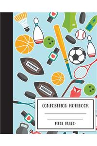 Sports Composition Notebook Wide ruled workbook for journaling 8