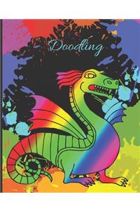 Rainbow Striped Dragon Colorful Splatter Cute Gift Sketch Book Blank Paper Pad Journal for Doodling Sketching Coloring or Writing