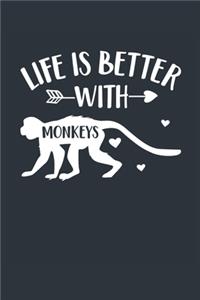 Life Is Better With Monkeys Notebook - Monkey Gift for Monkey Lovers - Monkey Journal - Monkey Diary