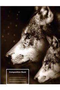 White Wolf Mystical Moon - Composition Notebook
