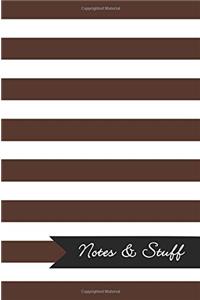 Notes & Stuff Lined Notebook With Cocoa Brown Striped Pattern Cover
