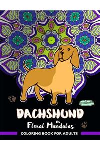 Dachshund in Floral Mandalas Coloring Book For Adults