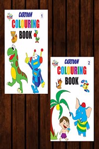 Cartoon Colouring Book for Kids (Set of 2 Books) Gift to Children for Painting and Colouring | Copy Colour Book for Kids