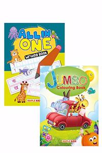 All in one - Writing Practice, Jumbo Colouring Book (Set of 2 books)