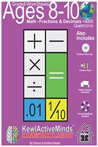 Grade 4 Worksheets - Math Fractions & Decimals, HomeSchool Ready +4000 Questions