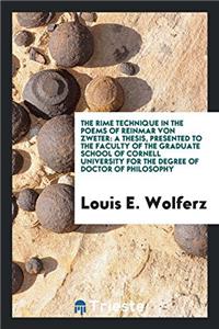 The Rime Technique in the Poems of Reinmar Von Zweter