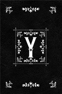 Scandinavian Design Floral Monogram Daily Journal Notebook - Letter Y
