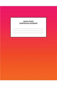 Graph Paper Composition Notebook: Bright Pink and Orange Ombre