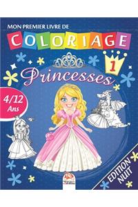 Mon premier livre de coloriage - Princesses 1 - Edition nuit