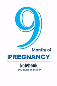 9 Months of Pregnancy Notebook/Journal 300 pages and 6 x 9 inch