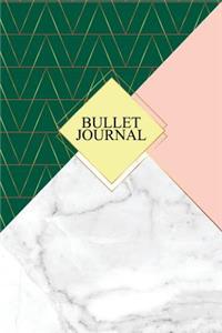 Bullet Journal: Marble + Gold Bullet Journal - 120-Page 1/4 Inch Dot Grid Notebook - 6 X 9 Marble & Gold Perfect Bound Softcover