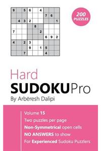 Sudoku: Hard Sudoku Pro Book for Experienced Puzzlers (200 puzzles), Vol. 15