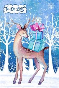 To-Do List Book - Christmas Holiday To Do Lists Journal Notebook Deer In Snowy Wood