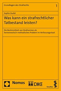 Was Kann Ein Strafrechtlicher Tatbestand Leisten?
