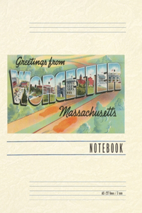 Vintage Lined Notebook Greetings from Worcester, Massachusetts