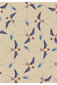 Swallows Birds and Feathers Lined Undated Journal
