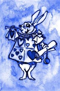 Alice in Wonderland Watercolour Journal - White Rabbit With Trumpet (Blue)