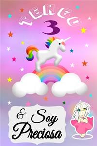 unicornio cuaderno, tengo 3 & soy preciosa, Divertido Libro de Cumpleaños Que se Puede Utilizar como un Diario o Cuaderno de notas