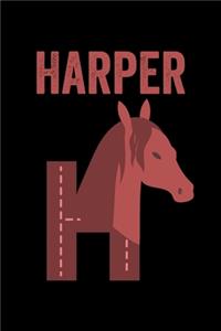 Harper: Journal (Diary, Notebook) Personalized Custom Name Alphabet Horse Birthday Gift for Boys